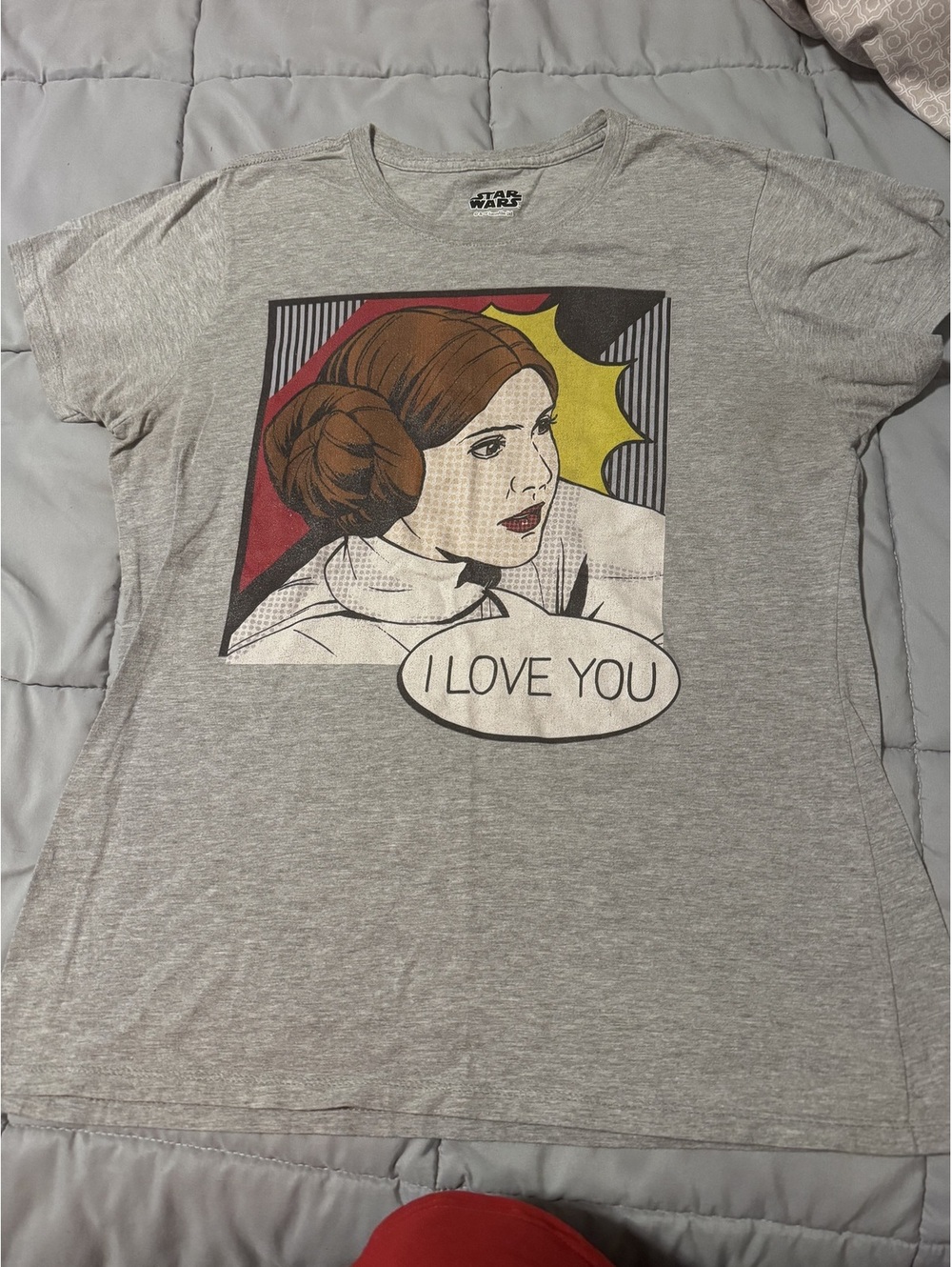 Star Wars Princess Leia I Love You Graphic T-Shirt Women’s Small Gray